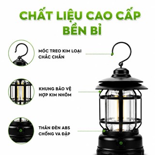 Đèn Led Dã Ngoại Cắm Trại Tích Điện Kèm Dây Sạc GD24 - Đèn Bão Du Lịch Dã Ngoại, Trang Trí Để Bàn