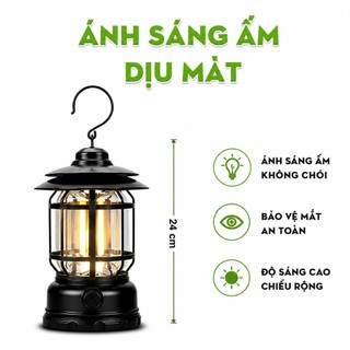 Đèn Led Dã Ngoại Cắm Trại Tích Điện Kèm Dây Sạc GD24 - Đèn Bão Du Lịch Dã Ngoại, Trang Trí Để Bàn