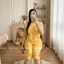 Đồ bộ mặc nhà Quần lửng Áo bèo ngực, Chất tôn lanh mềm mát mịn Đủ size 40~75kg NaShop
