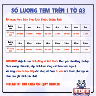 In Tem Nhãn Giấy Cán Màng INTEMTOT, Sticker Decal Nhãn Mác Dán Theo Yêu Cầu A3 Memoryprint