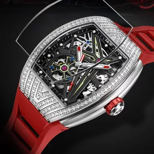Đồng Hồ Nam Chính Hãng I&W Carnival 759G-S3 Đỏ Dây Cao Su Chống Nước Kính Sapphire (Máy Cơ Tự Động)