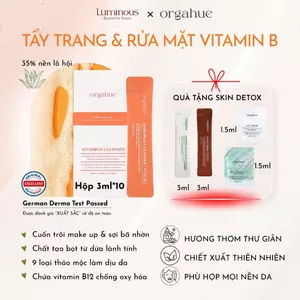 Tẩy trang và rửa mặt 2 trong 1 Orgahue Vitamin B Cleanser - Travel Size (hộp 10 gói x 3ml)