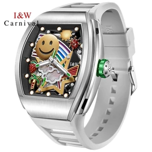 Đồng Hồ Nam Chính Hãng I&W Carnival 757G1-S1 Trắng Full Box Chống Nước Kính Sapphire (Máy Cơ)