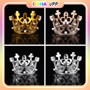 Combo 10 Vương Miện Mini Đính Ngọc Trai Trang Trí Bánh Kem Sinh Nhật, Decor, Trang Trí Hoa DUHA 091