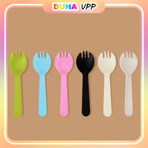 Túi 100 Nĩa Nhựa Màu Pastel Hàng Loại 1 - Set Thìa Ăn Bánh Kem, Sữa Chua, Trái Cây DUHA 094