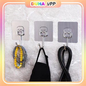Combo 100 Móc Treo Đồ Dán Tường Siêu Bám Dính Bền Bỉ Kiểu Dáng Trong Suốt Tiện Dụng 6x6cm DUHA 095