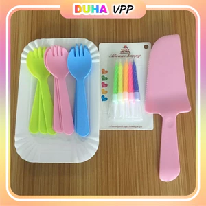 -Bộ Dao Dĩa 10 Phần Ăn- Trang Trí Bánh Sinh Nhật Bánh Kem DUHA 097