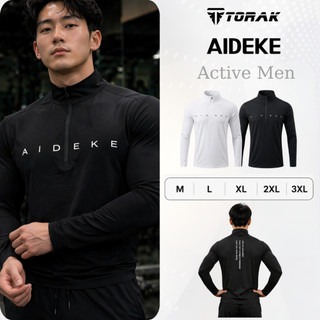 Áo Thun Dài Tay Cổ Zip In Chữ AIDEKE TORAK Nam Nữ – Vải Thun Mềm Mại, Co Dãn  –  Phù Hợp Gym, Chạy Bộ