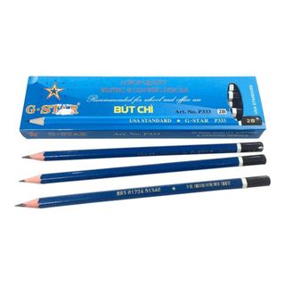 LEAFBOOK Hộp 12 Cây Bút Chì Gỗ G-Star P333 (2B/3B/4B/5B/6B) – Chì Đậm Đều, Dễ Chuốt, Không Gãy Vụn, Chính Hãng