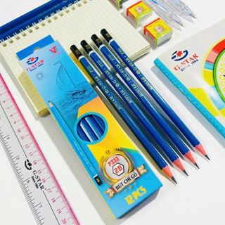 LEAFBOOK Hộp 12 Cây Bút Chì Gỗ G-Star P333 (2B/3B/4B/5B/6B) – Chì Đậm Đều, Dễ Chuốt, Không Gãy Vụn, Chính Hãng