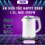 Ấm siêu tốc Happy Cook 1.2L, HEK-120PW - 2 lớp chống nóng - Bảo Hành 12 Tháng
