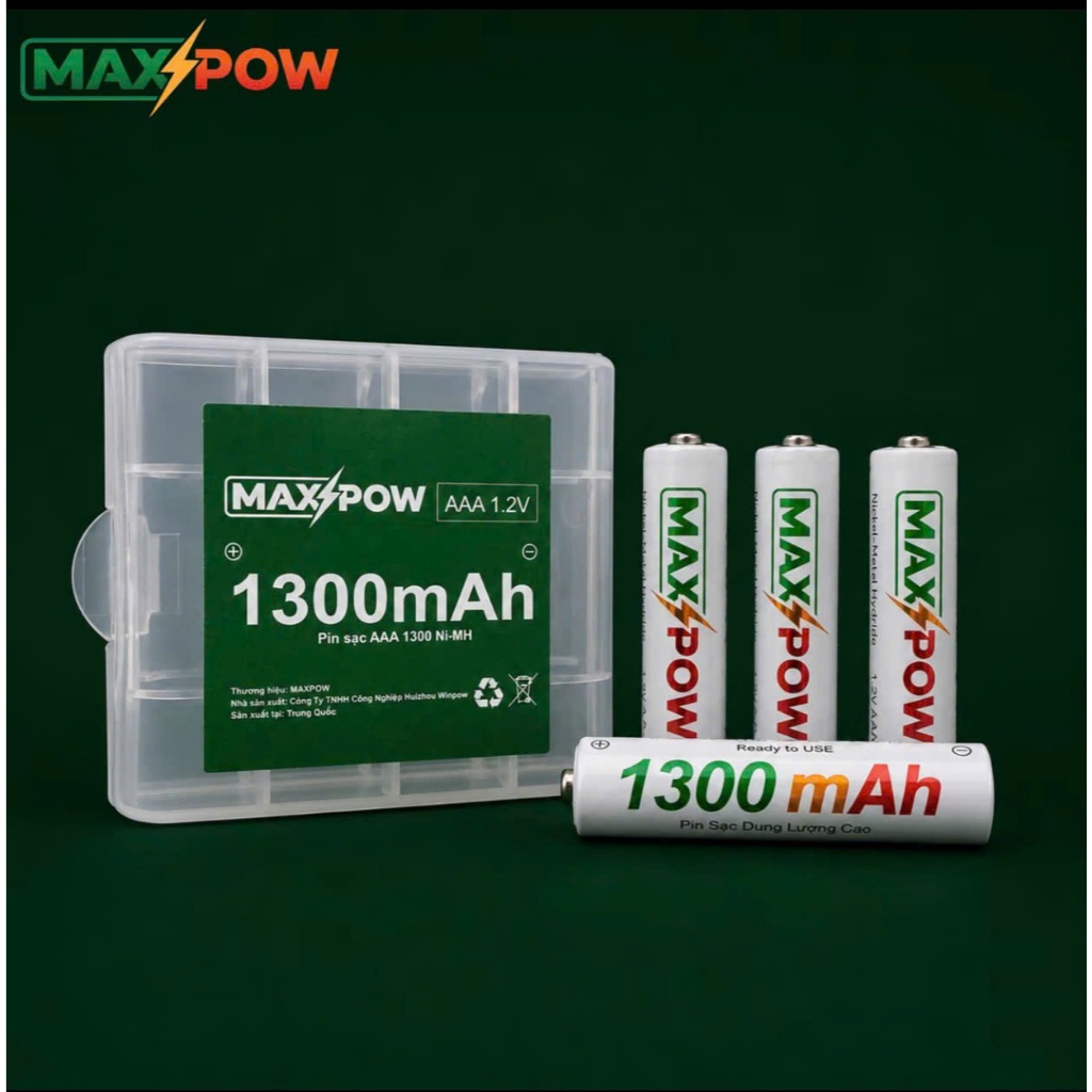 MAXPOW Pin Sạc Tái Sử Dụng AAA 1.2V 1300mAh Ni-MH, Dung Lượng Cao, Sử Dụng Lặp Lại Nhiều Lần,....