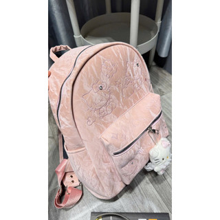 Balo Da Nhung Táo Mèo Hello Kitty Thêu Hình Đi Học Size 40 Tặng Kèm Móc Charm Kitty Cho Học Sinh Sinh Viên [LM2644]