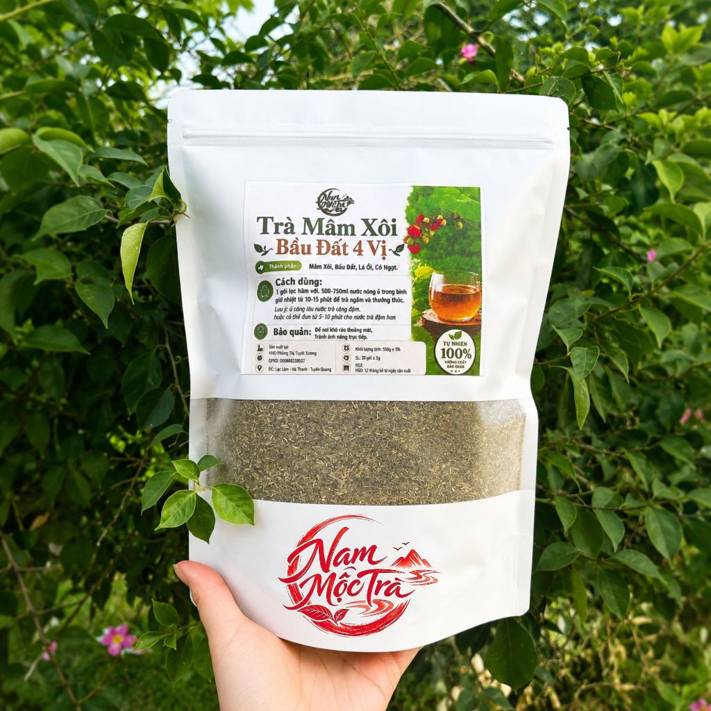 Trà mâm xôi 4 Vị , Mâm Xôi, Bầu Đất ,Lá  Ổi, Cỏ Ngọt, điều kinh, dâu đều, dày niêm mạc, ivf