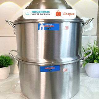 Chõ hấp 2 tầng, Nồi hấp xôi, hấp cách thủy, chõ đồ xôi tách rời 2 tầng bằng nhôm cao cấp, chất lượng cao [nhiều size]