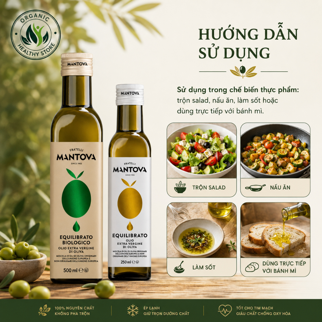 Dầu Oliu Nguyên Chất Ép Lạnh Mantova/ NaturGreen (Organic) Olive Oil