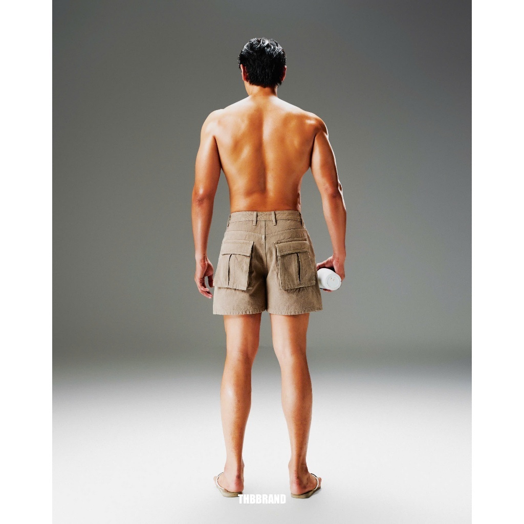 THBBRAND - Quần short trên gối “THBB BASIC KHAKI JEANS” - [form trên gối]/ BE | BigBuy360 - bigbuy360.vn