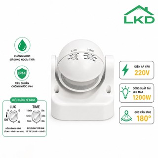 Công Tắc Cảm Biến Chuyển Động 220V Cảm Ứng Hồng Ngoại Lắp Nổi Chống Nước Chịu Tải Cao