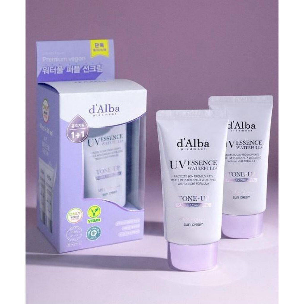KEM CHỐNG NẮNG TÍM D'ALBA WATERFUL TONE UP SUN CREAM PURPLE CORRECTING– Hàng xách tay chuẩn Hàn
