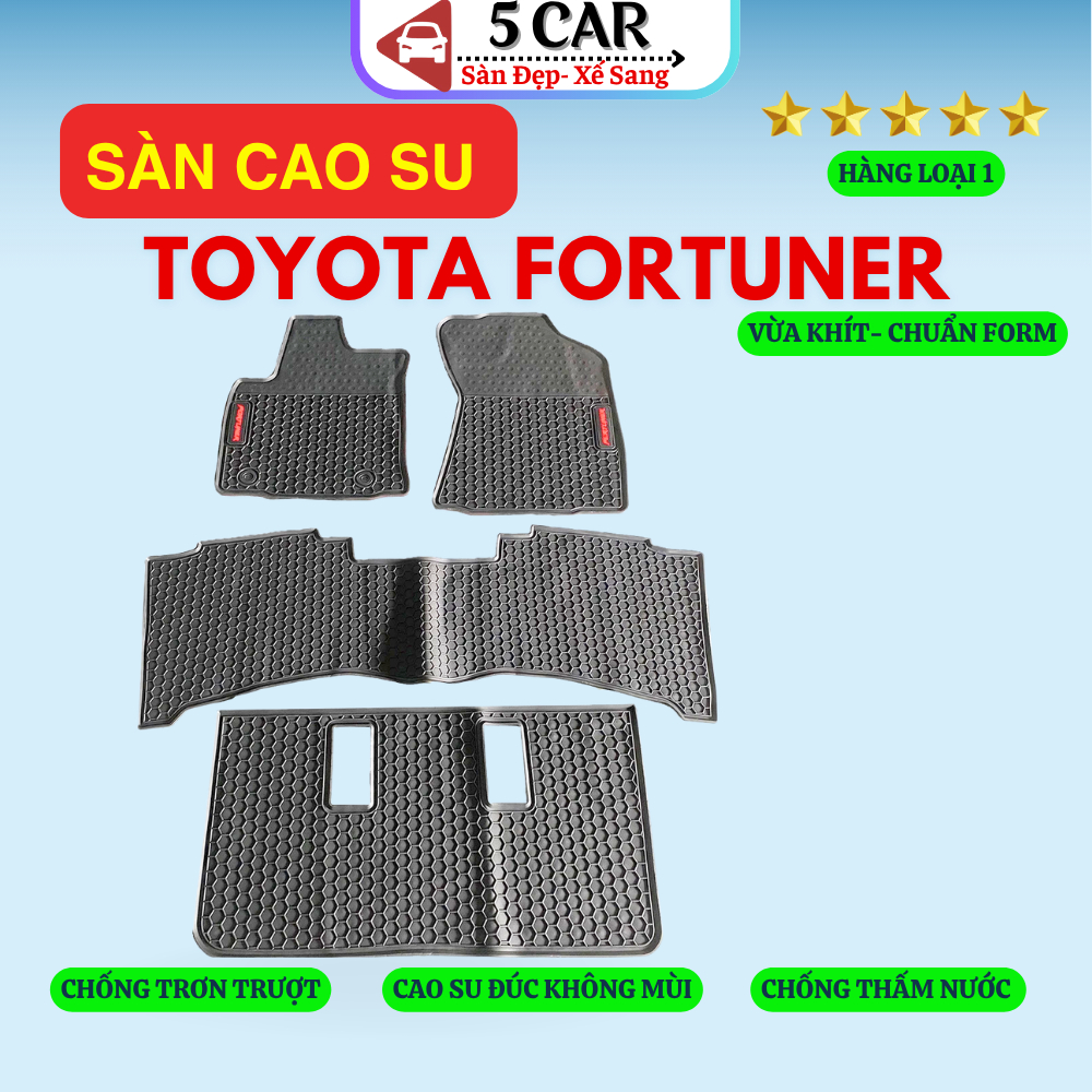 Thảm Lót Sàn Cao Su Xe TOYOTA FORTUNER 2006-Nay - Cao su đúc Không Mùi , Vừa Khít Form Xe- Chống Nước, Dễ Dàng Lắp Đặt