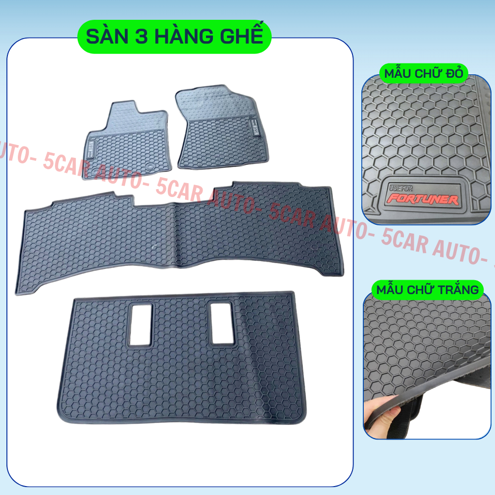 Thảm Lót Sàn Cao Su Xe TOYOTA FORTUNER 2006-Nay - Cao su đúc Không Mùi , Vừa Khít Form Xe- Chống Nước, Dễ Dàng Lắp Đặt