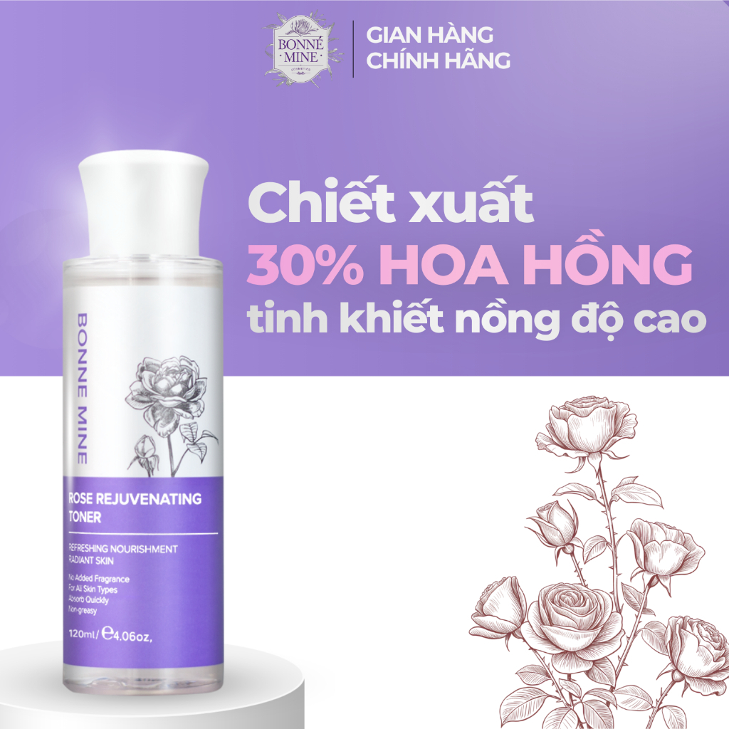 [DEAL HOT TẶNG 1 SRM] Combo 2 Toner BONNE MINE 30% Chiết Suất Hoa Hồng 120ml Làm Dịu, Cân Bằng Độ Ẩm