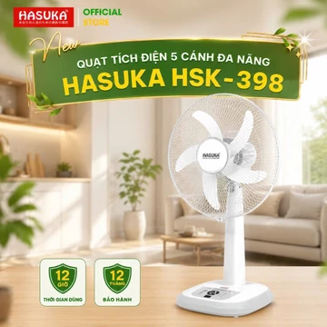 Quạt sạc tích điện pin trâu dạng đứng HASUKA HSK-398 3 tốc độ tích hợp cổng USB, quạt cây tích điện cao cấp - BH 1 năm