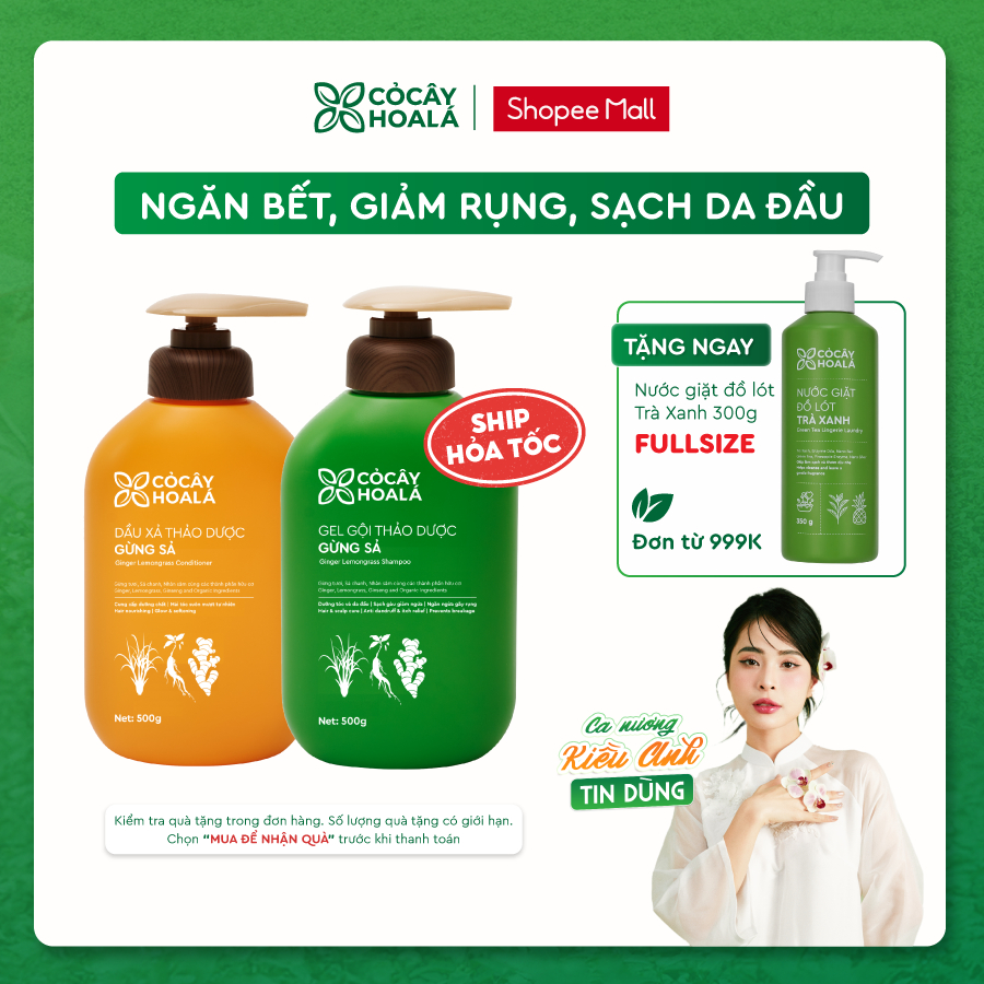 Dầu Gội Thảo Dược Cỏ Cây Hoa Lá Gừng Sả Hỗ Trợ Làm Dày Tóc, Làm Sạch Da Đầu 500g