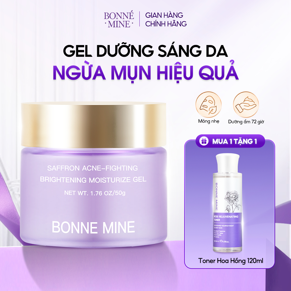 [TẶNG TONER] Gel Dưỡng Ẩm BONNE MINE 5X Ceramide Dưỡng Ẩm Suốt 72 Giờ, Ngừa Mụn, Căng Mịn Làn Da 50g