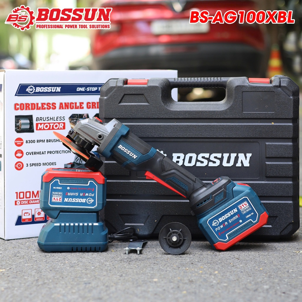 [TẶNG ĐĨA CẮT ] Máy mài pin Bossun BS-AG100XBL  100% Lõi Đồng, Chuyên Cắt, mài - Máy cắt Pin Công Tắc Bóp