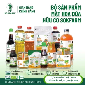 Trọn Bộ Sản Phẩm từ Mật Hoa Dừa Sokfarm chuẩn hữu cơ,Nước Tương mật hoa dừa, đường SIÊU NGON