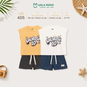 Bộ Cộc Chất Liệu Cotton Sớ Gỗ Sát Nách Thể Thao Cho Bé Trai 1-6 Tuổi UR 405