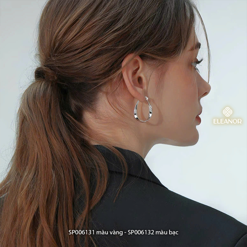 Bông tai nữ chuôi bạc 925 Eleanor Accessories viền xoắn phụ kiện trang sức khuyên tai basic 6131
