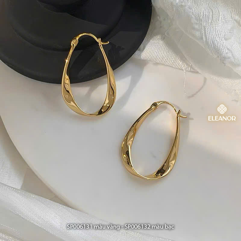 Bông tai nữ chuôi bạc 925 Eleanor Accessories viền xoắn phụ kiện trang sức khuyên tai basic 6131