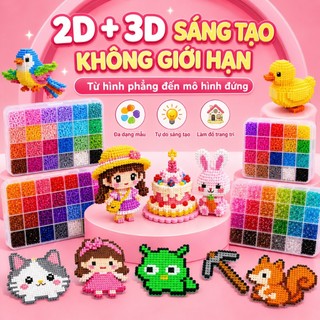 【Bộ phụ kiện đầy đủ】Bộ hạt cườm nung Perler DIY 2.6mm kèm bàn ủi, đồ chơi trí tuệ, giúp rèn luyện khả năng tập trung.