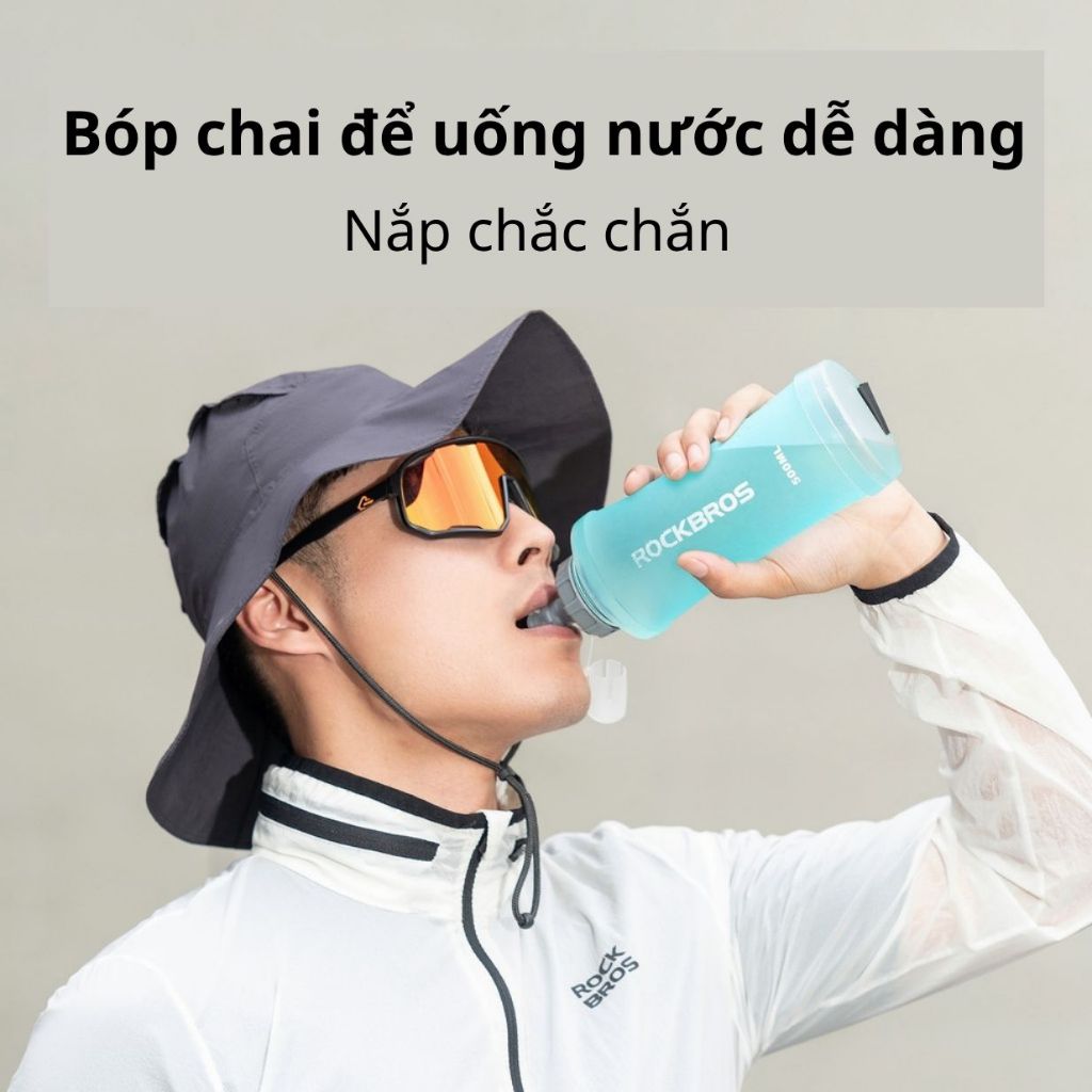 Chai Nước Mềm Di Động Silicon ROCKBROS 500ml có thể gấp gọn, Để Xe Đạp, Thể Thao Ngoài Trời, chạy bộ