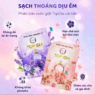 DEAL DÙNG THỬ Combo 2 Lít  Nước Giặt Xả TopGia Túi 1L Thơm Lâu Dễ Chịu, Hương Lavender, Sạch Sâu, Ngừa Khuẩn, Mềm Vải