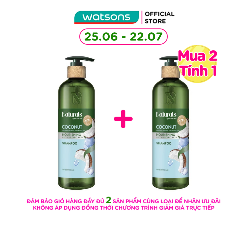 Dầu Gội Naturals By Watsons Nourishing Cấp Ẩm Chiết Xuất Dầu Dừa 490ml