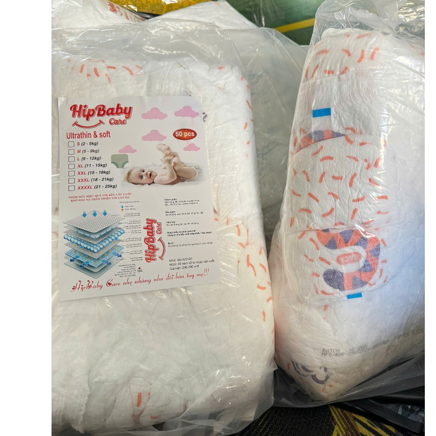[Giá Mở Bán] Combo 100 Miếng Bỉm HIPBABYCARE Quần, Bản Nâng Cấp Mềm Mại, Thấm Hút Tốt Đủ Size S-6xl
