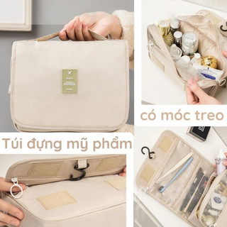 (TX)Túi Đựng Mỹ Phẩm Đa Năng Có Móc Treo Chất Vải Dày Dặn Chống Thấm Nước Nhiều Ngăn Đựng Đồ Gọn Gàng