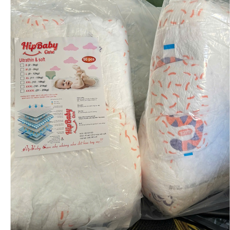 [Rẻ Vô Địch] Bỉm Quần HIPBABYCARE Mềm Mỏng,Thoáng Mát, Thấm Hút Tốt Đủ Size S-6XL Phiên Bản Nâng Cấp