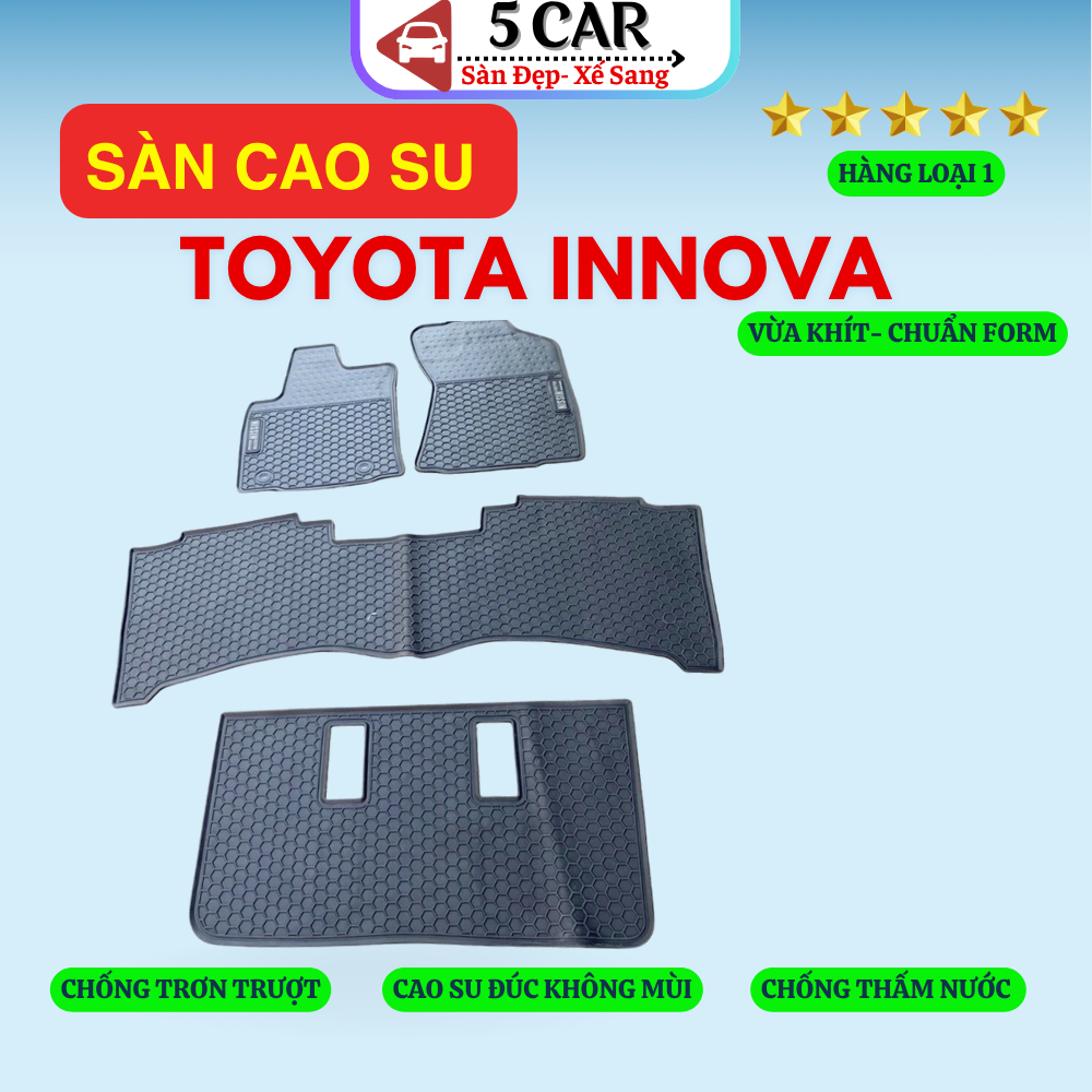 Thảm Lót Sàn Cao Su Xe TOYOTA INNOVA 2017- 2022 - Cao su đúc Không Mùi , Vừa Khít Form Xe- Chống Nước, Dễ Dàng Lắp Đặt