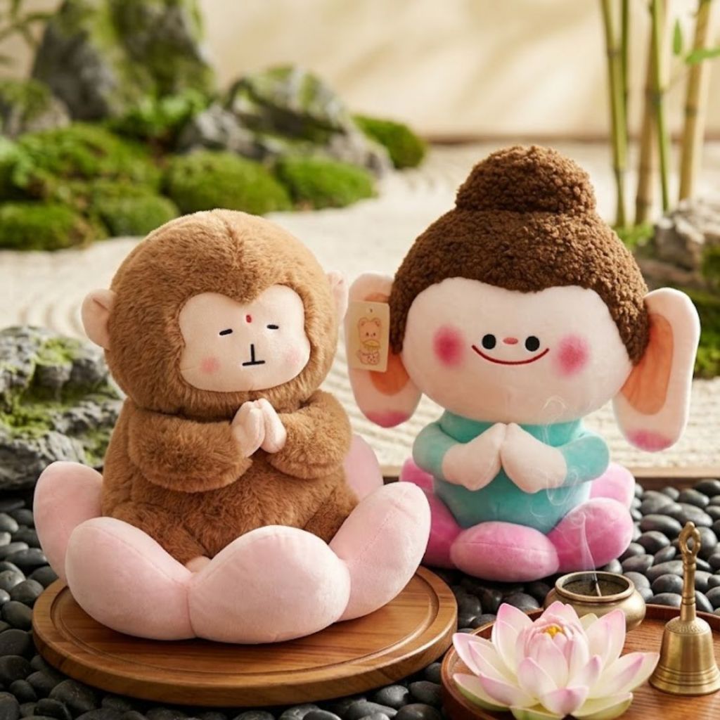 Gấu Bông Tịnh Tâm Khỉ Ngồi Đài Sen, Capybara Ôm Sen Mang Lại Cảm Giác Bình An Quà Tặng Ý Nghĩa Cho Người Thân