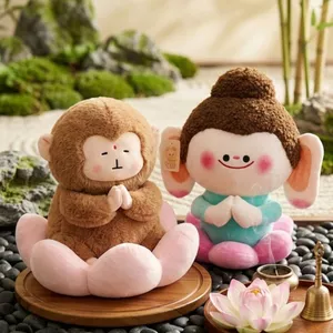 Gấu Bông Khỉ và Phật Ngồi Đài Sen Tịnh Tâm Chữa Lành Món Quà Tặng Ý Nghĩa Cho Người Thân, Decor Bàn Học,Làm Việc