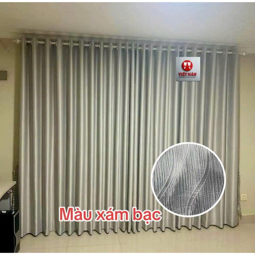 1 TẤM GẤM TRƠN MÀU XÁM TRẮNG VÂN SÓNG CHƯA CÓ CÂY TREO - TREO 1 TẤM MUA 1 TẤM _TREO 2 TẤM MUA 2 TẤM RÈM CỬA VIỆT HÀN