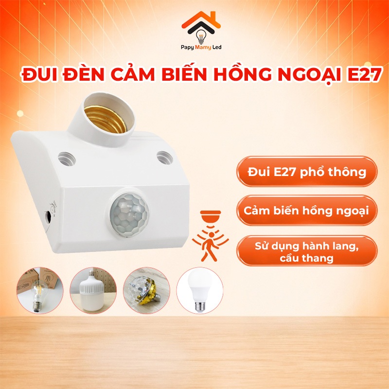 Đui Đèn Cảm Biến Hồng Ngoại E27 | Tự Động Bật Tắt, Tiết Kiệm Điện, Cảm ...