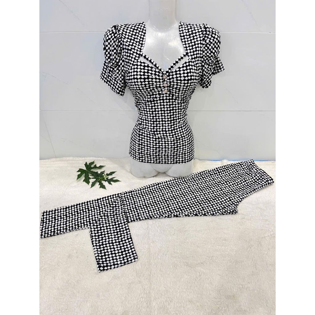 đồ bộ nữ trung niên họa tiết sang trọng vải thun aty hàn quốc