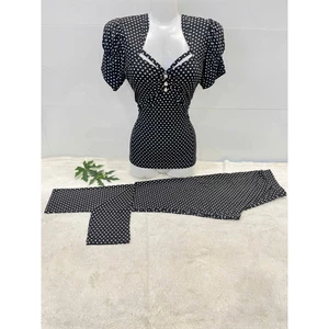 đồ bộ nữ trung niên họa tiết sang trọng vải thun aty hàn quốc