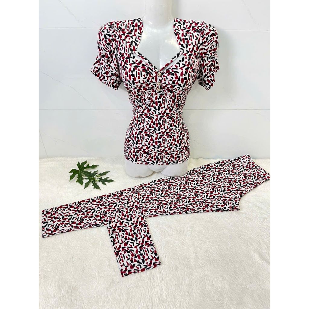 đồ bộ nữ trung niên họa tiết sang trọng vải thun aty hàn quốc