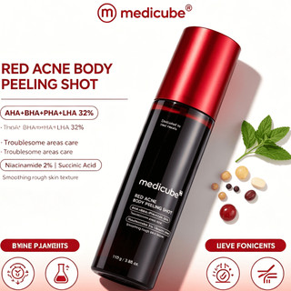 Xịt tẩy da chết cơ thể Medicube Red Acne Body Peeling Shot 110g/hỗ trợ giảm mụn lưng/mụn cơ thể